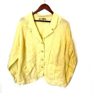 Flax Linen Minimalist Lagenlook Collared Jacket Lightweight Sheer Size 22-24